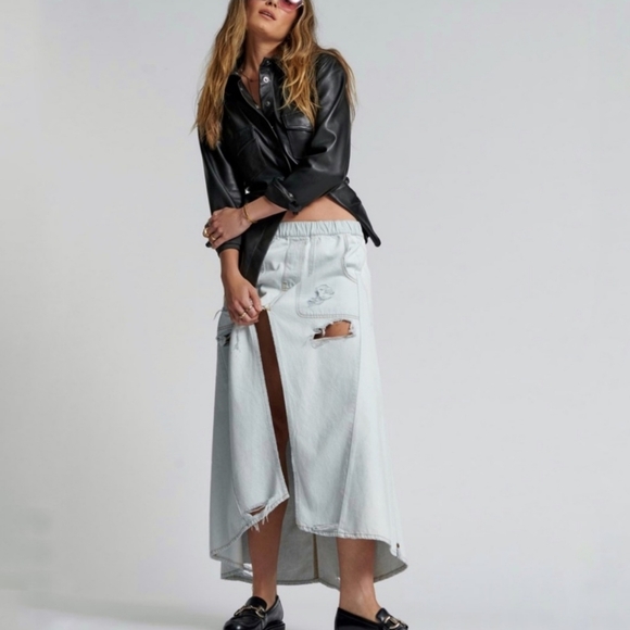 NWT One Teaspoon Shabby Bel Air Blue Maxi Denim Jean Skirt - Picture 15 of 15